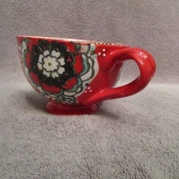Anthropologie ELKA Ayaka PEDESTAL Coffee MUG Cup FOOTED Twist Handle TEXTURED - Picture 6 of 10
